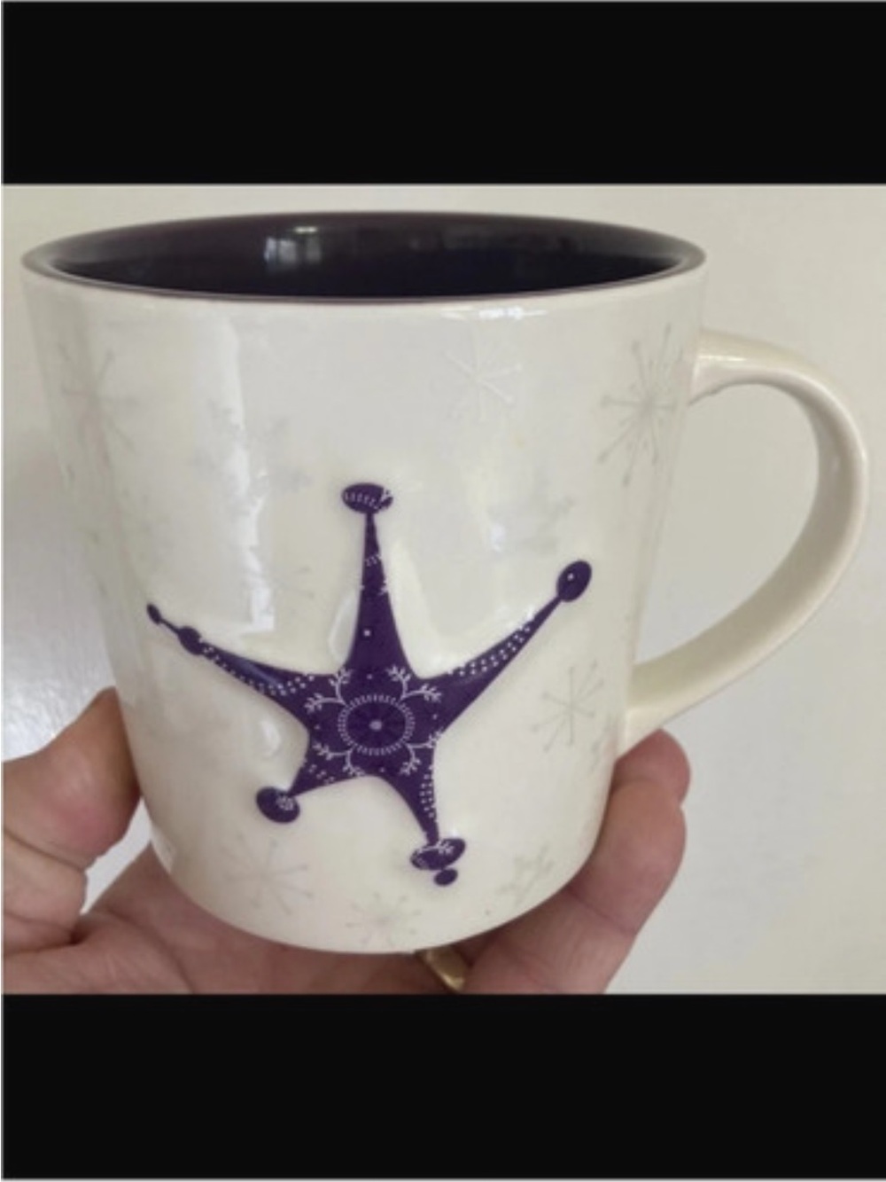 Starbucks White Mug with Purple Star Accent
